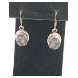 Sterling Oval Large Mystic Topaz Earrings