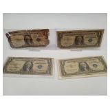 4 Silver Certifcate One Dollar Bills 1935a 57b 57a