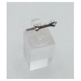 Sterling Silver Bone Bone Ring with CZ