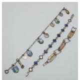 3 Sterling Silver Bracelet Gold Overlay Charms 26g