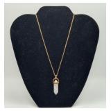 Gold on Sterling Quartz Crystal Pendant Necklace