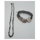 Iridescent Albone Bracelet Jet Black Bead Necklace