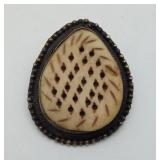 Carved Cattle Bone Tribal Brooch