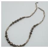 Navajo STYLE Silver Pearl Bead Melon Bead Necklace
