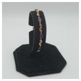 14K Gold Ameythst Gemstone Bracelet  3.8gm TW