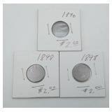 3 Indian Head Pennies 1890 -1898 US Coins 1 Cent