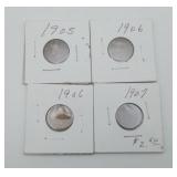 4 One Cent Indian Head Penny 1905-1907 US Coins