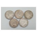 5- Silver Quarters Canada 25 Cent Coins