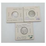 3 Netherlands Silver Coins 64% Silver 25 Cents