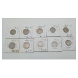 10 V Nickels 1912 US Coins one 1912-D