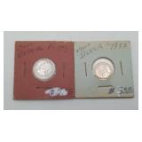1953 Panama 1/10 Balboa Silver Coins 2 pcs