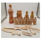 Group Hand Painted Wood Russian Angels Folk Art