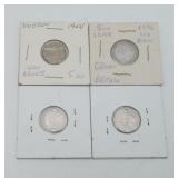 Silver Dimes Canada Sweden 4 Total Coins