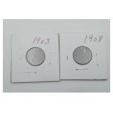 1903 & 1908 Indian Head Penny US Coins
