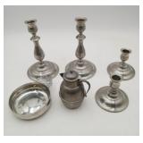 Kirk Stieff High Polished Pewter Candle Sticks 6pc