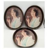 3-1970's Coca-Cola Tray Flapper Girl Tin Coke Ads