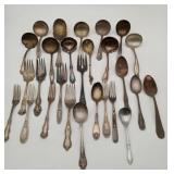 Ornate Silver Plated Serving Forks Spoons 1900's