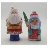 2 Grandfather Frost Hand Carved Russian Santas 4'