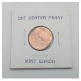 Mint Error Off Center Penny One Cent Coin