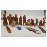 Russian Hand Carved Wood Christmas Angel Ornaments