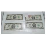 4 Bicentennial 1976 Two Dollar Bank Note UNCIR??