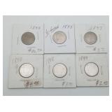 Early Date V Nickels 1800's 5 Cent US Coins
