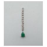 14K Emerald & Diamond Pendant