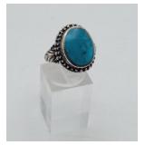 Sterling Silver Turquoise Native Amer LOOK Ring