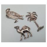 3 Sterling Silver Animals Camel Tree Eagle 18.4g