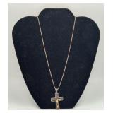 14k Gold & Sterling Crucifix Christian Cross Pend