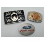 Bottle Opener Belt Buckle Pewter Ford Western LOT