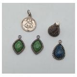 5 Sterling Silver Pendants 8.7g