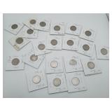 21 V-Nickels 1899-1910 Mixed Date US Coins