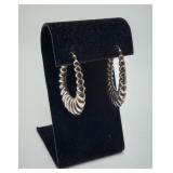 Sterling Silver Jordan Mom Ribbed Hoop Earrings