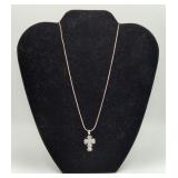 Sterling Silver Chain Necklace & CZ Cross Pendant