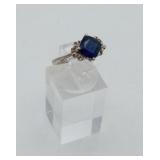 Sterling Silver Blue Stone Deco Style Ring