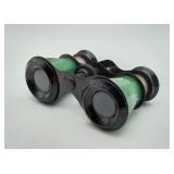 Vintage Opera Glass Binoculars Green Bakelite Trim