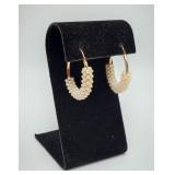14k Gold Hoop Seed Pearl Earrings