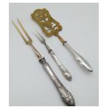 800 Silver German Art Nouveau Meat Fork Servers