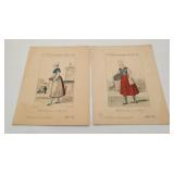 2 French Ship Ocean Liner 1930's Menu Hand Colored