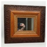 19th C Heavy Carved Wood Framed Bevel Mirror