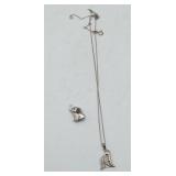 Sterling Silver Elephant Charm Angel Pend Necklace
