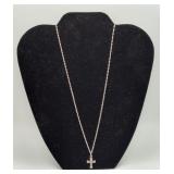 Sterling Silver CZ Cross Pendant Necklace