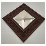 Antique Hand Carved Wood Framed Beveled Mirror
