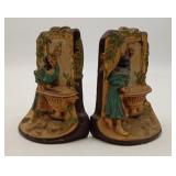 Cast Iron Bookends Maiden at the Fountain Deco