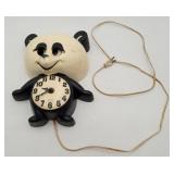 Vintage Spartus Panda Bear Clock WORKS 1950's-60's