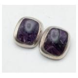 Sterling Silver Charoite Gemstone Earrings