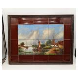 Delft Tile Plaque Painted Ceramic Windmill