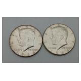 2- 1964 Kennedy Silver Half Dollar 50 Cent Coins