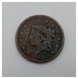 1835 Large Cent LARGE 8 & Stars US One Penny Coin
